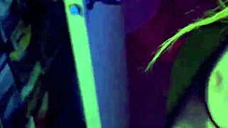 cheetah adora strips in clear heels and miami booty dress on tour bus