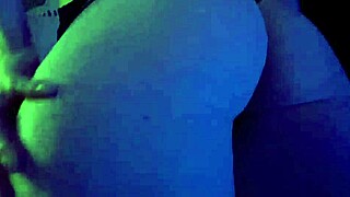 cheetah adora strips in clear heels and miami booty dress on tour bus