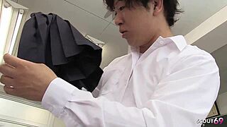 Petite Japanese Tease Seduces Classmate for Toilet Creampie Ride