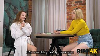 Two sexy russian sluts rim lucky guy's asshole!