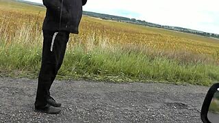 blonde milf! naked car stop, fingers wet pussy squirt orgasm!