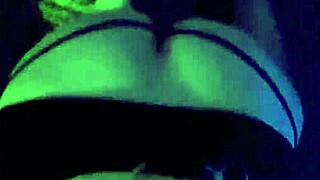 cheetah adora strips in clear heels and miami booty dress on tour bus