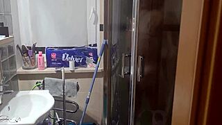 After shower blowjob she takes huge cumshot all over her pretty face right?