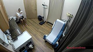 channy crossfire spreads shaved pussy in nurse physical tease