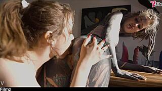 damn check out this tattooed goth teen gaping her ass with toys squirting everywhere