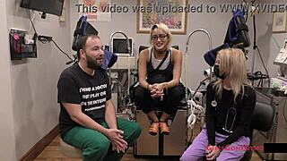 channy crossfire spreads shaved pussy in nurse physical tease