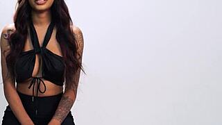 yo september reign's huge tits ebony milf solo after interview masturbation show