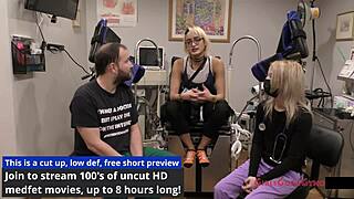 channy crossfire spreads shaved pussy in nurse physical tease