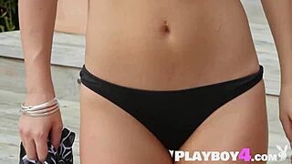 playboy milf poses bare babes strip in outdoor tease