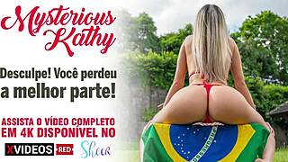 Brazilian big ass bombshell mysteriouskathy oils up pussy asshole fingers wildly in red!