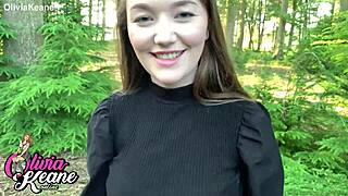 A hot teen gives intense POV outdoor blowjob in public thrill.