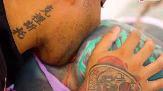 Watch this inked babe's ass get stretched by bbc then atm facial