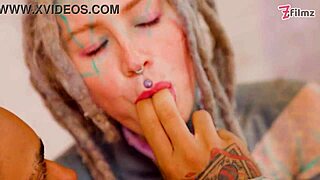 Watch this inked babe's ass get stretched by bbc then atm facial