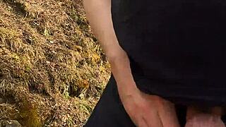 chubbykaot flashes curvy belly and masturbates wildly solo in public forest again