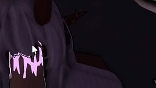 innocent looking demon girl chokes on monster cock in dominating deepthroat