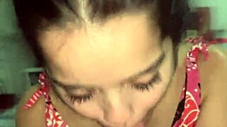 Debora Prado's sloppy deepthroat after hot handjob