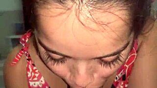 Debora Prado's sloppy deepthroat after hot handjob