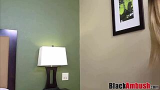 Busty Ella rides black cock after bath intrusion