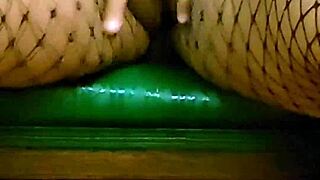 beruka squirts from fingering shaved pussy in fishnets