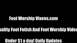 Cat and Piper Tease with Lesbian Foot Worship Domination