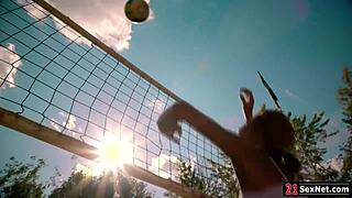 veronica leal's big tits bounce on two monster cocks