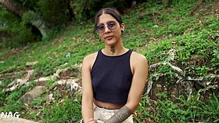 Hey check this huge ass milf flashing fat body in public park interview