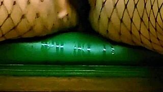 beruka squirts from fingering shaved pussy in fishnets