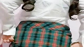 Mexican schoolgirl masturbates wet pussy to orgasm after class voyeur style