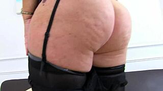 Checking out this fun older woman in stockings solo play