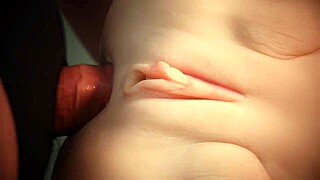 Close-up pounding of shaved white ass with big toys