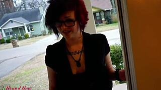 Inked cutie marcie's lingerie dildo ride squirts her horny shaved twat wildly