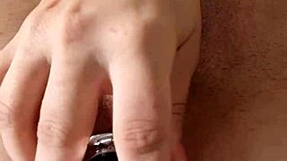 Stretching gaping asshole wide with multiple huge dildos in intense anal play