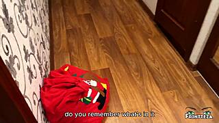 christmas pounding hot milf on bed with creampie finish