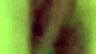 busty milf spreads shaved pussy wide in outdoor closeup