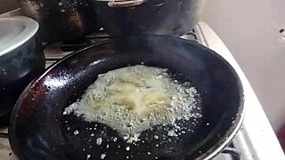 Dinner turns wild with massive cock slamming tight pussy deep