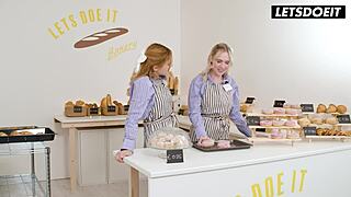 Teen Bakers Lick Wet Pussies Scissor and Finger to Orgasm During Steamy Work Affair