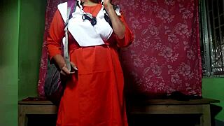 teacher bends over desi student for sneaky classroom doggy pounding