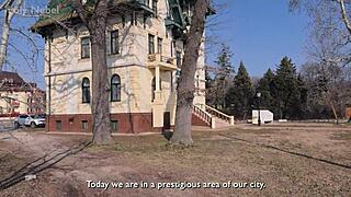 ever wonder how this sexy skinny girl spanks her tits outdoors?