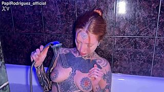 hot tattooed katse gets wildly fucked in the steamy bathtub