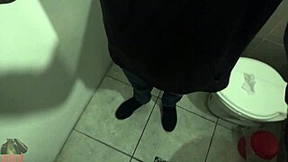 Skinny young solo girl sucks huge cock in bathroom mirror