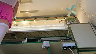 shaved teen thong upskirt flashes her sexy slim ass in homemade tease