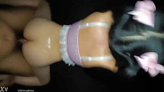 Oiled petite pigtail Japanese teen fucked doggystyle surreal