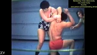Intense mixed nude wrestling action showdown