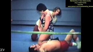 Intense mixed nude wrestling action showdown