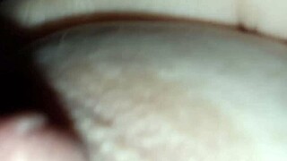 BRUNETTE SQUEEZES MILK FROM HUGE NATURAL TITS INTO LATTE