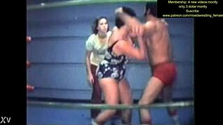 Intense mixed nude wrestling action showdown