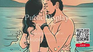 Bold public beach couple pounds waves with teasing dirty talk roleplay