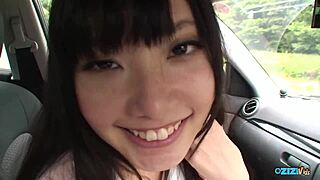 cute asian teen fingered hard in car then blows cock