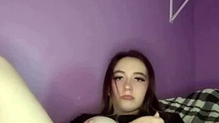 Young 18+ Teen Slut Pulls Panties Aside Rubs Puffy Pussy on Webcam!