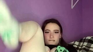 Young 18+ Teen Slut Pulls Panties Aside Rubs Puffy Pussy on Webcam!